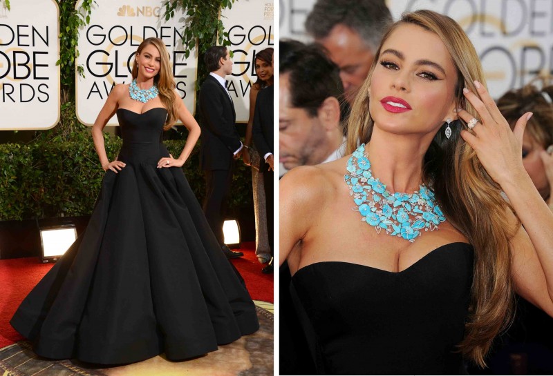 Sofia Vergara Zac Posen Dress Golden Globes 2014