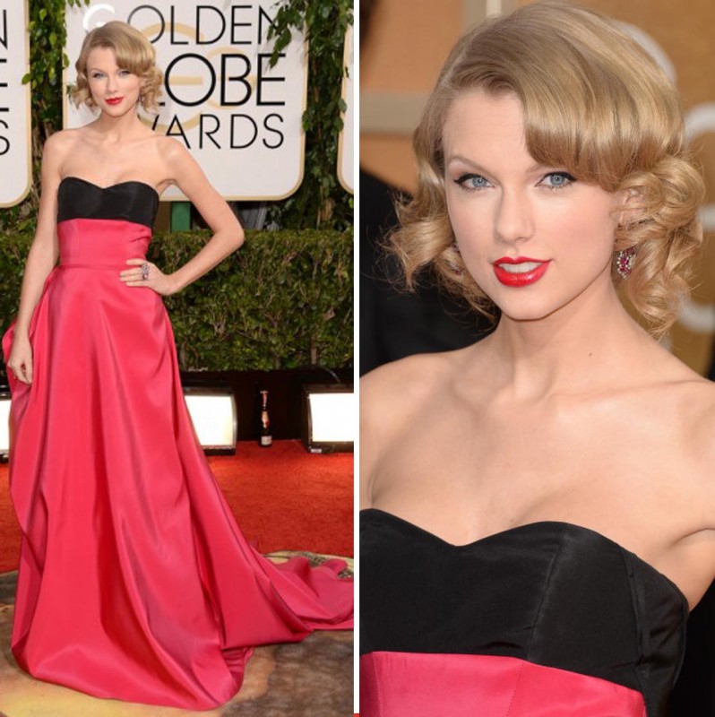 taylor swift golden globes 2014 dress caroline herrara