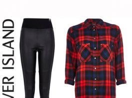 river island oversized check shirt leather look motorcycle leggings