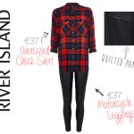 river island leather look motorcycle leggings oversized check shirt2