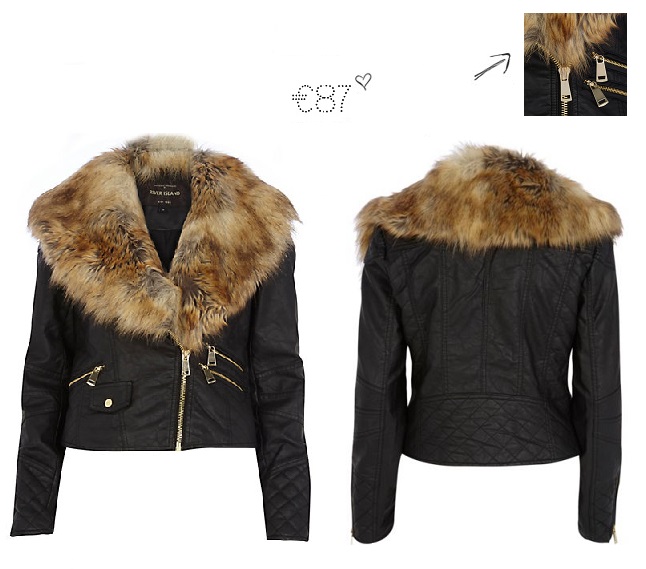 river island faux fur collar biker jacket 2