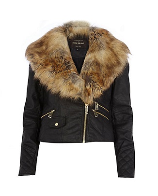 River Island Faux Fur Collar Biker Jacket - AJ Makeup