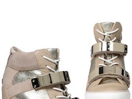 aldo haerani wedge trainers nude gold