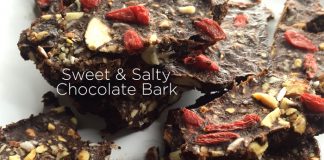 healthy sweet and salty chocolate bark