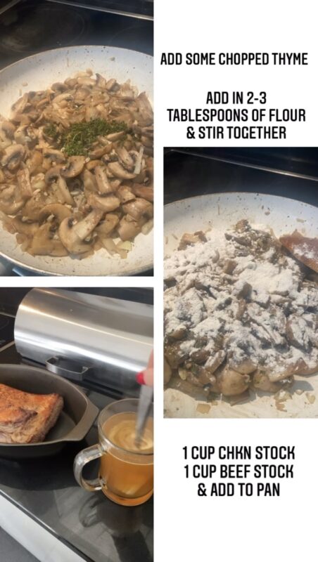 Slow cooked Brisket and Mushroom Gravy